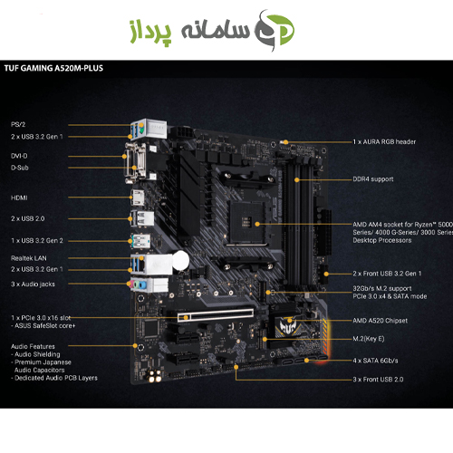 مادربرد ایسوس مدل TUF Gaming A520M-PLUS